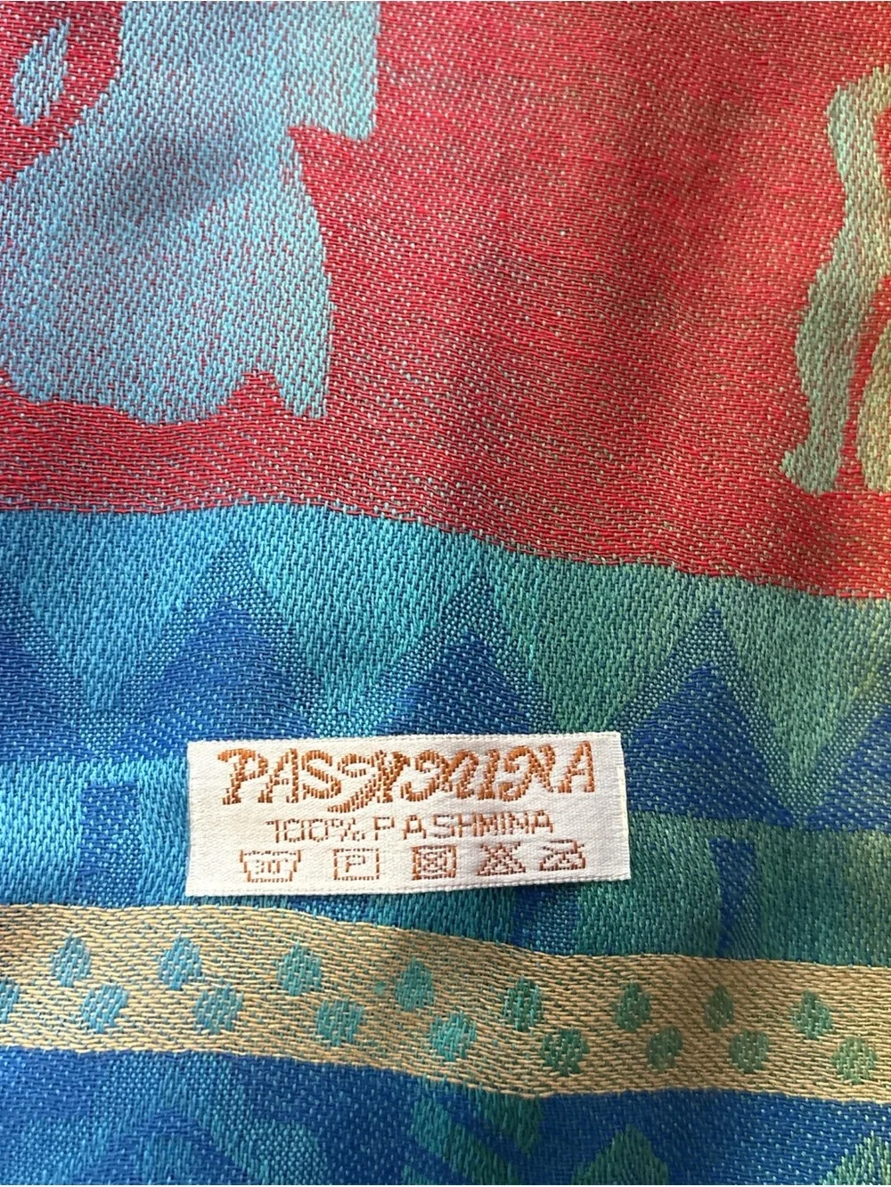 100% Pashmina Multicolor Scarf Shawl Wrap Fringe Boho Southwestern